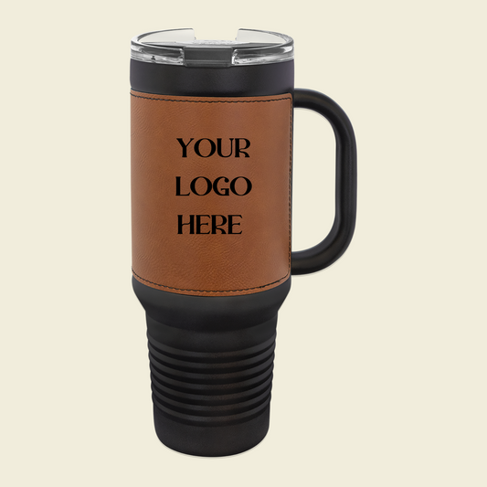 Black 40oz Tumbler with Leatherette