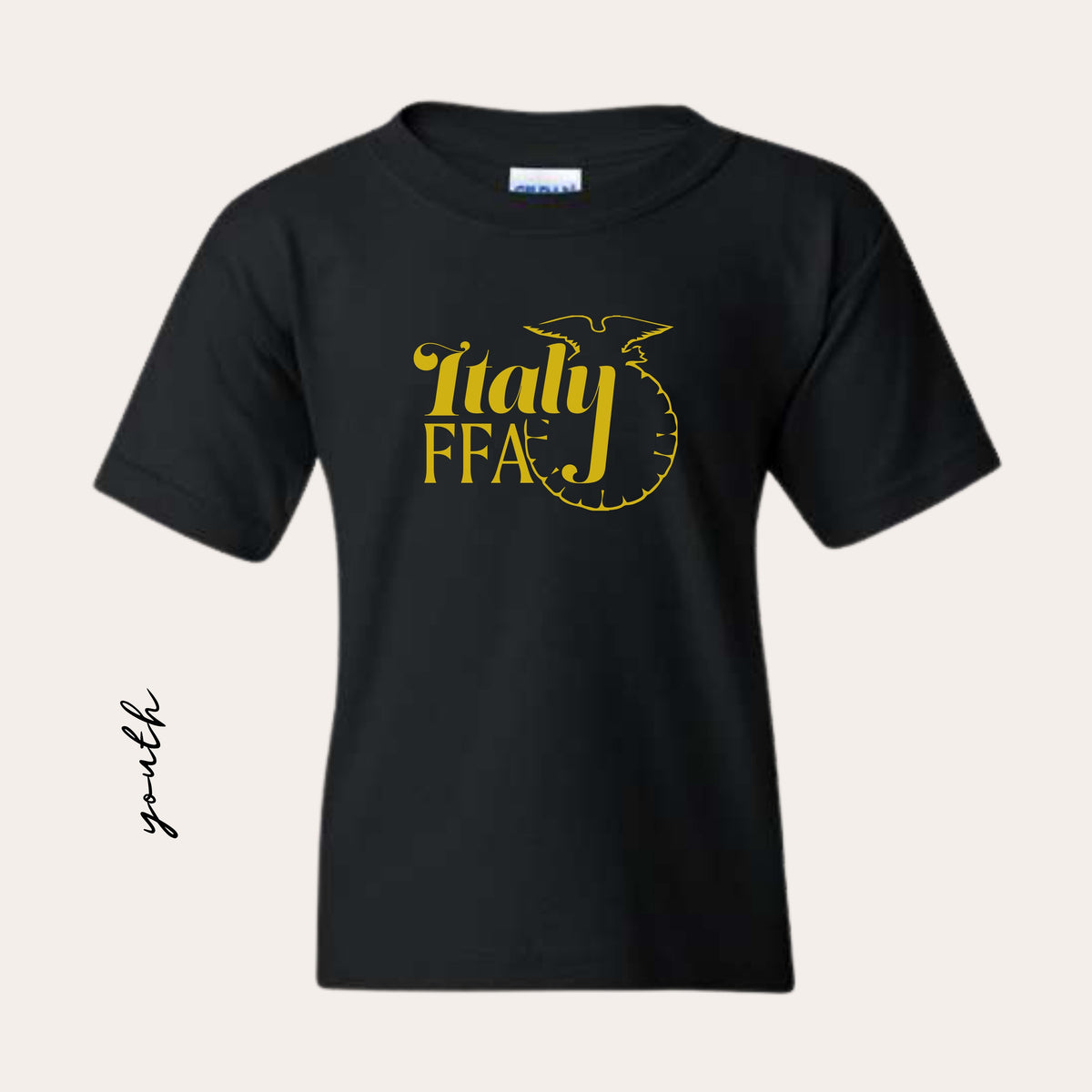 YOUTH ITALY Printed Black Heavy Cotton Tee