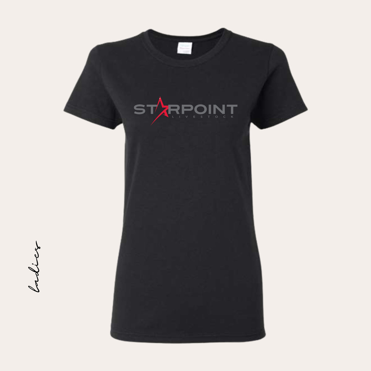 SP26 Printed Ladies Black Heavy Cotton Tee