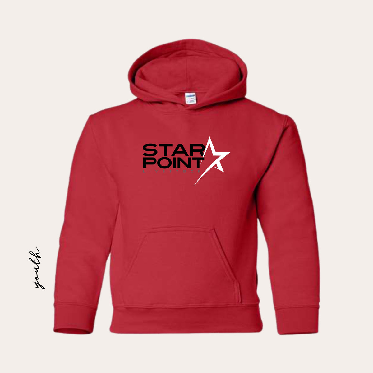SP26 Youth Printed Red Heavy Blend Hoodie