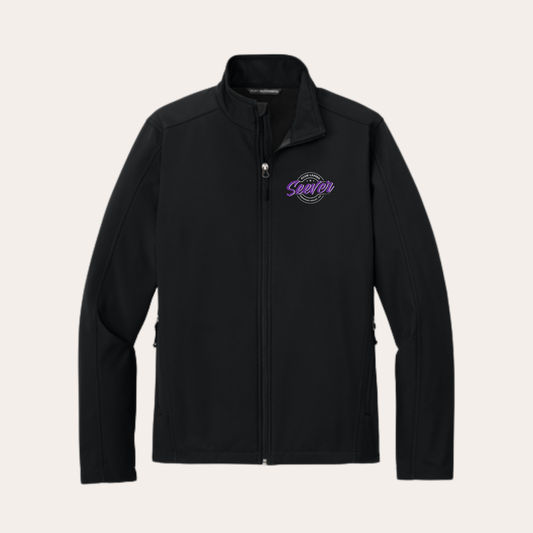 Seever Embroidered Black Soft Shell Jacket