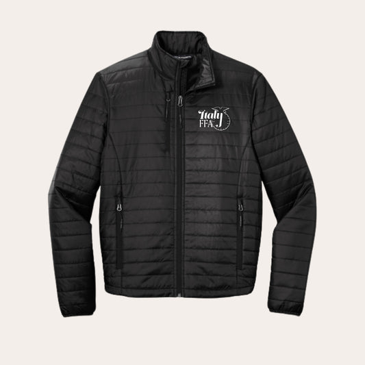 ITALY Embroidered Black Unisex Puffer Jacket
