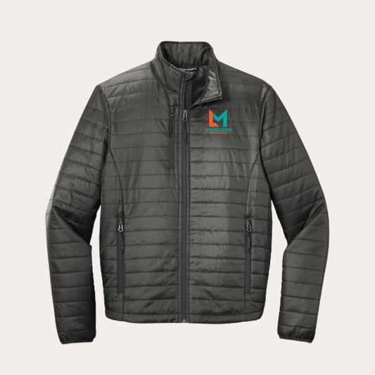 ML26 Embroidered Charcoal Unisex Puffer Jacket