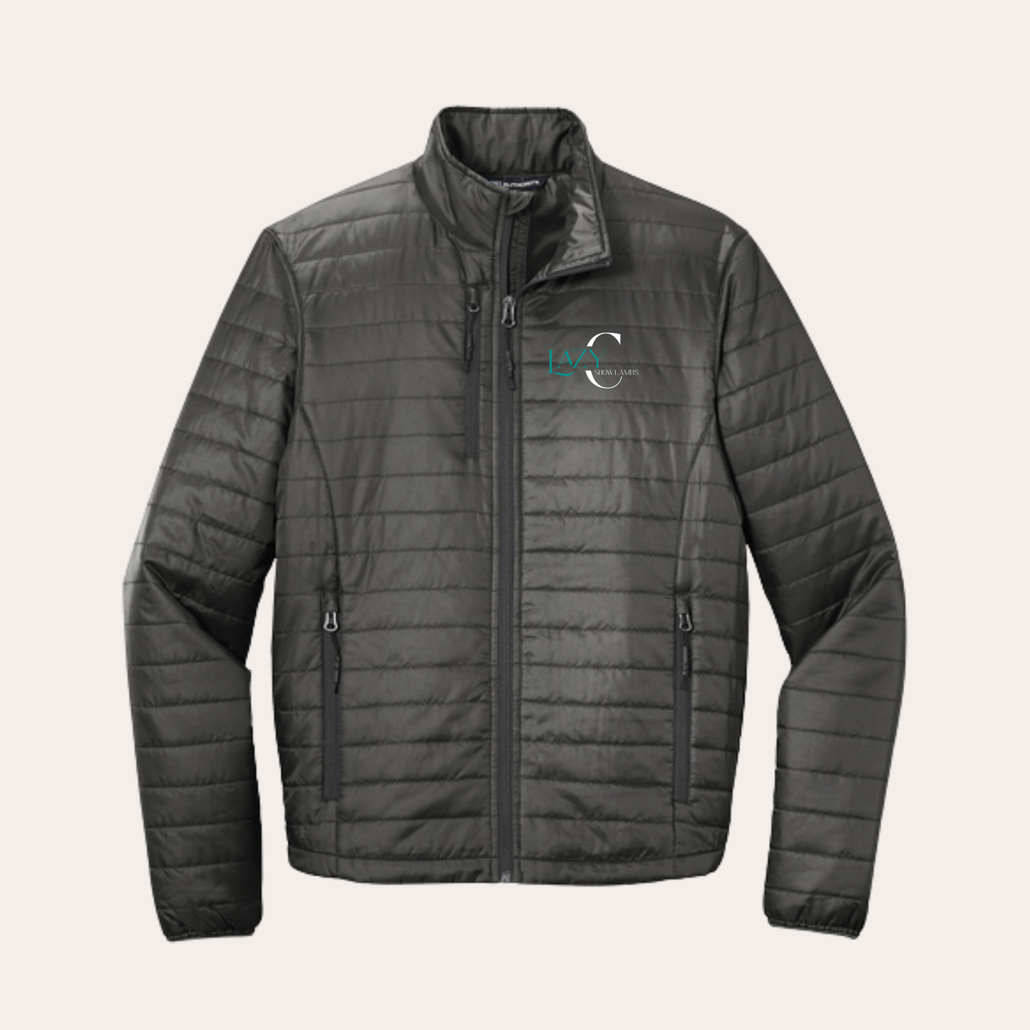 LCSL Unisex Embroidered Charcoal Puffer Jacket