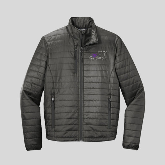 FF Embroidered Charcoal Unisex Puffer Jacket
