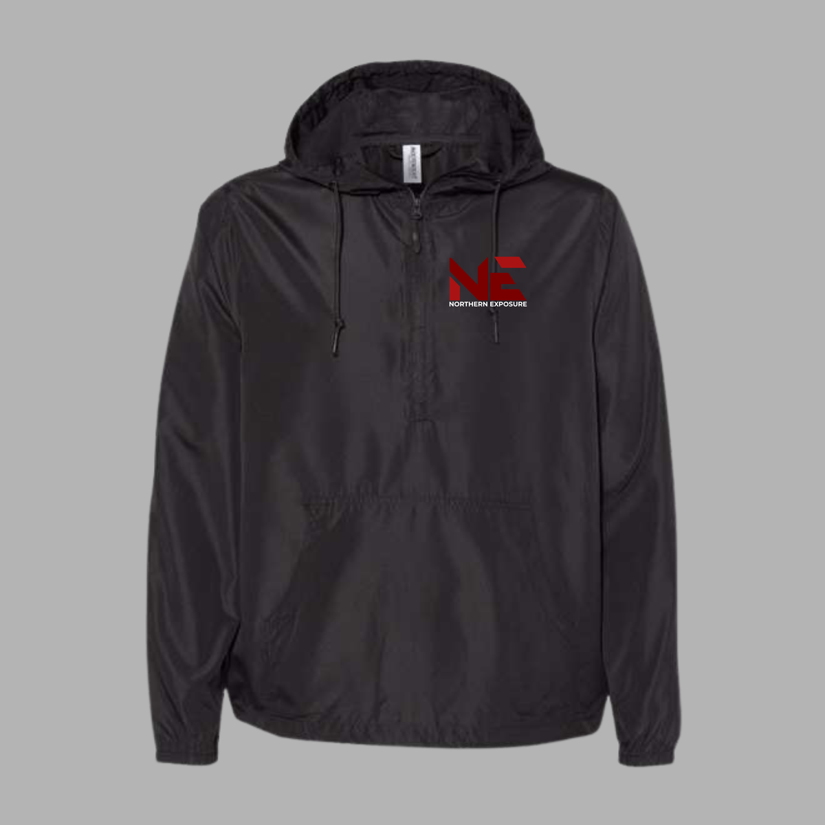 NEF26 Embroidered Black ITC 1/4 zip Windbreaker