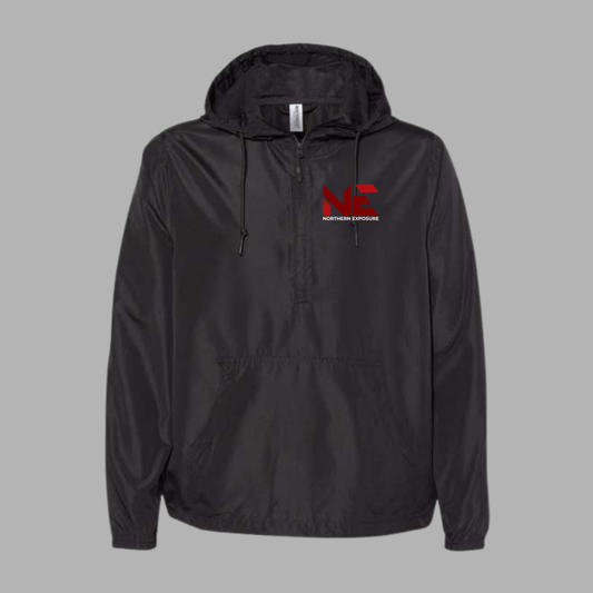NEF26 Embroidered Black ITC 1/4 zip Windbreaker