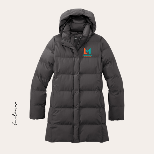 ML26 Embroidered Charcoal Long Women's Puffer
