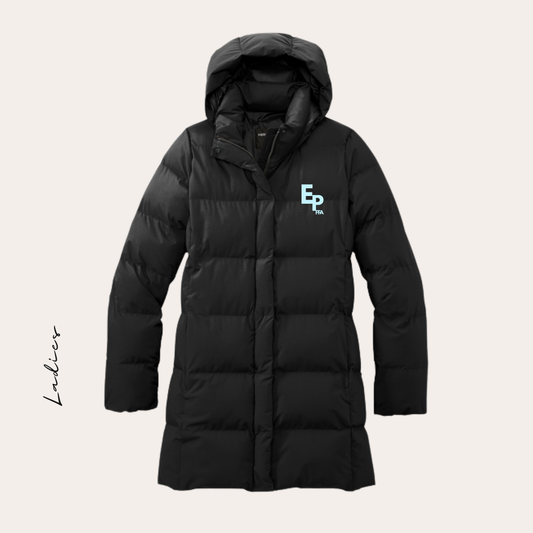 EP Embroidered Long Ladies Puffer