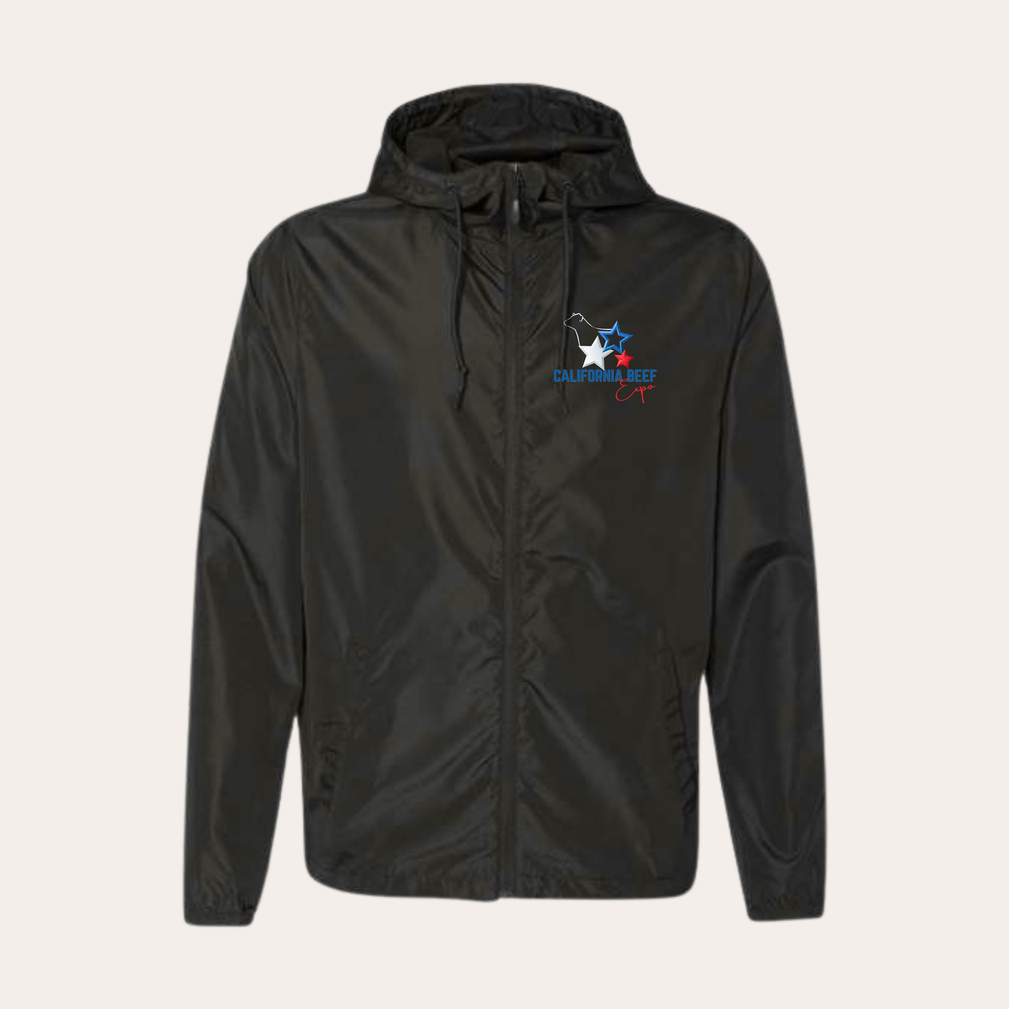 CBE Embroidered Lightweight Black Windbreaker