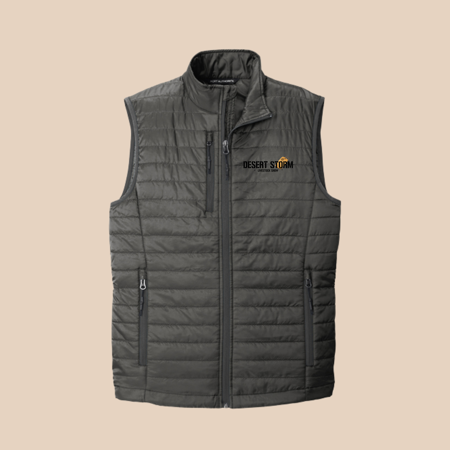 DS Embroidered Gray Puffer Vest
