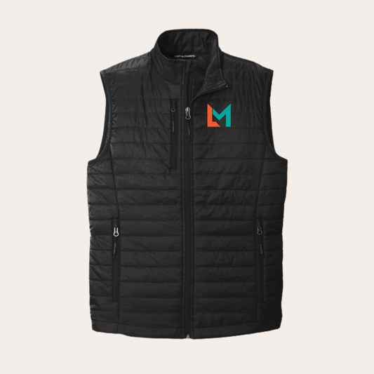 ML26 Embroidered Black Men's Puffer Vest
