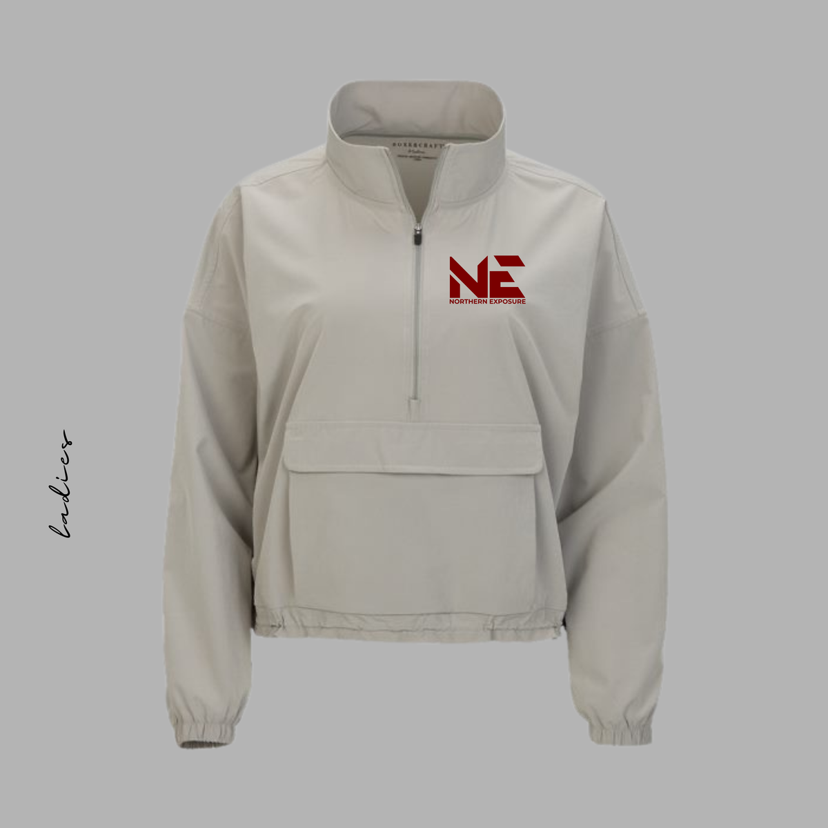 NEF26 Embroidered Ladies 1/4 Zip Oxford Windbreaker