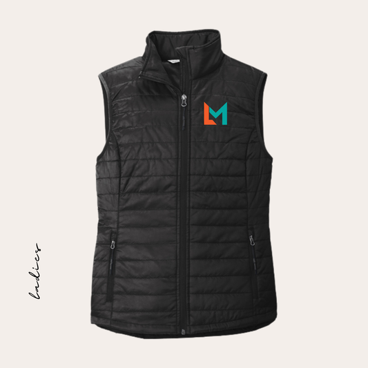 ML26 Embroidered Black Women's Puffer Vest