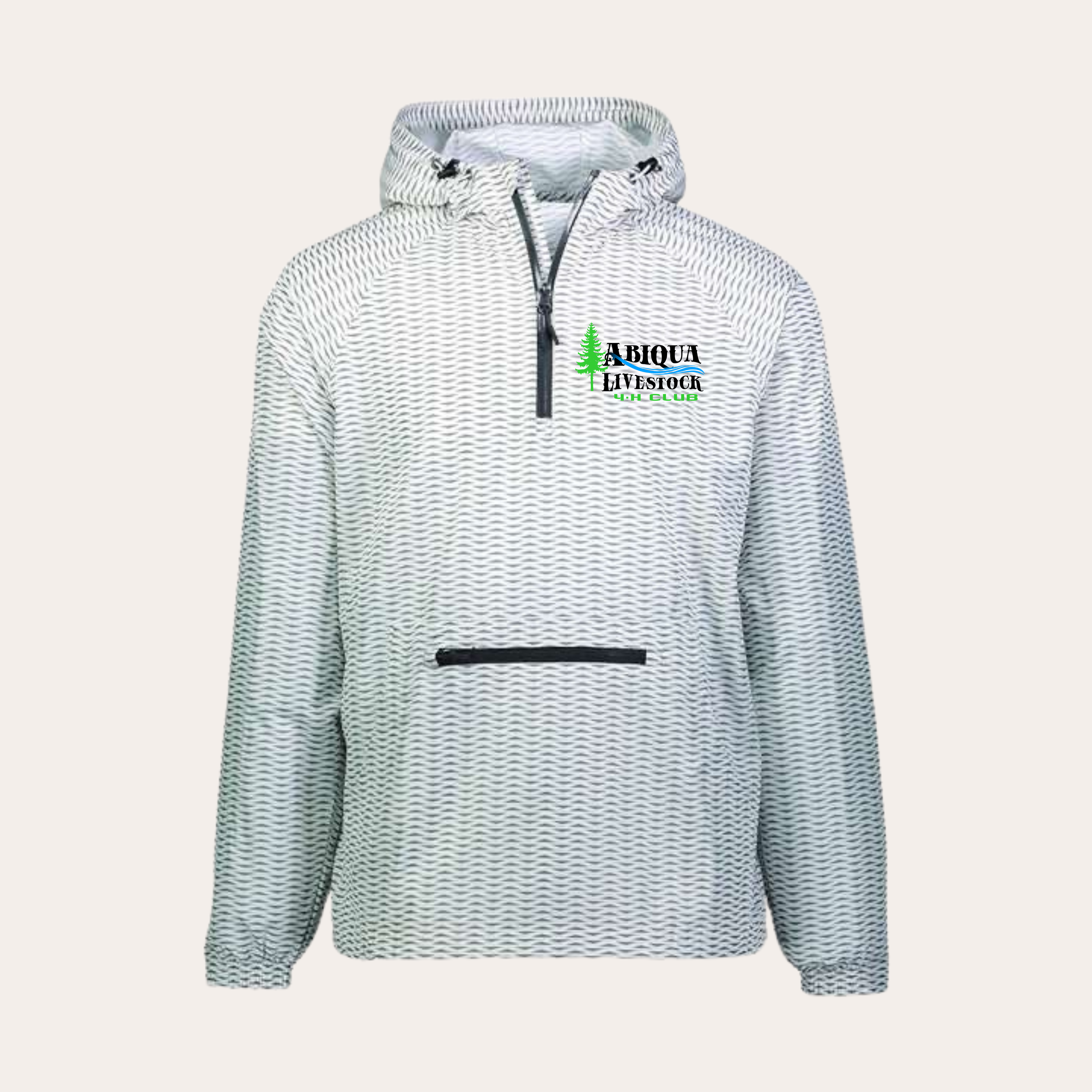 Abiqua 1/4 zip Patterned Windbreaker - White – Ace High Branding Co.