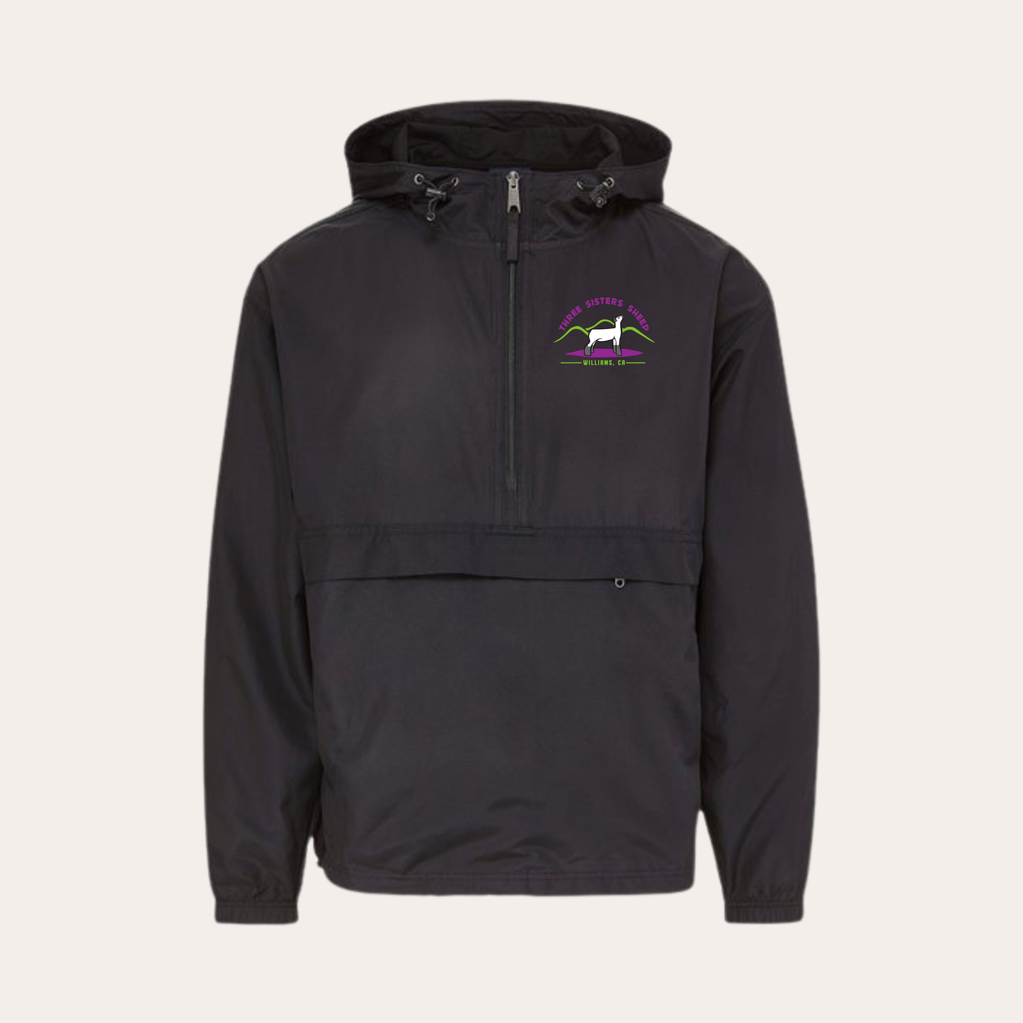 Three Sisters Embroidered Black Windbreaker