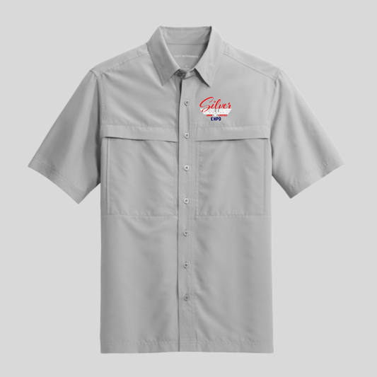 SD Embroidered Men's UV Gray Short Sleeve