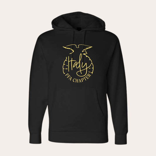 ITALY Printed Middleweight Black Hoodie