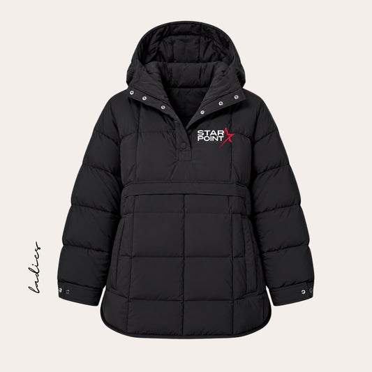 SP26 Embroidered Black Women's Quilted Puffer