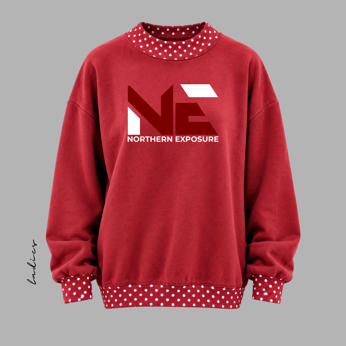 NEF26 Printed Red Mock Neck Crew