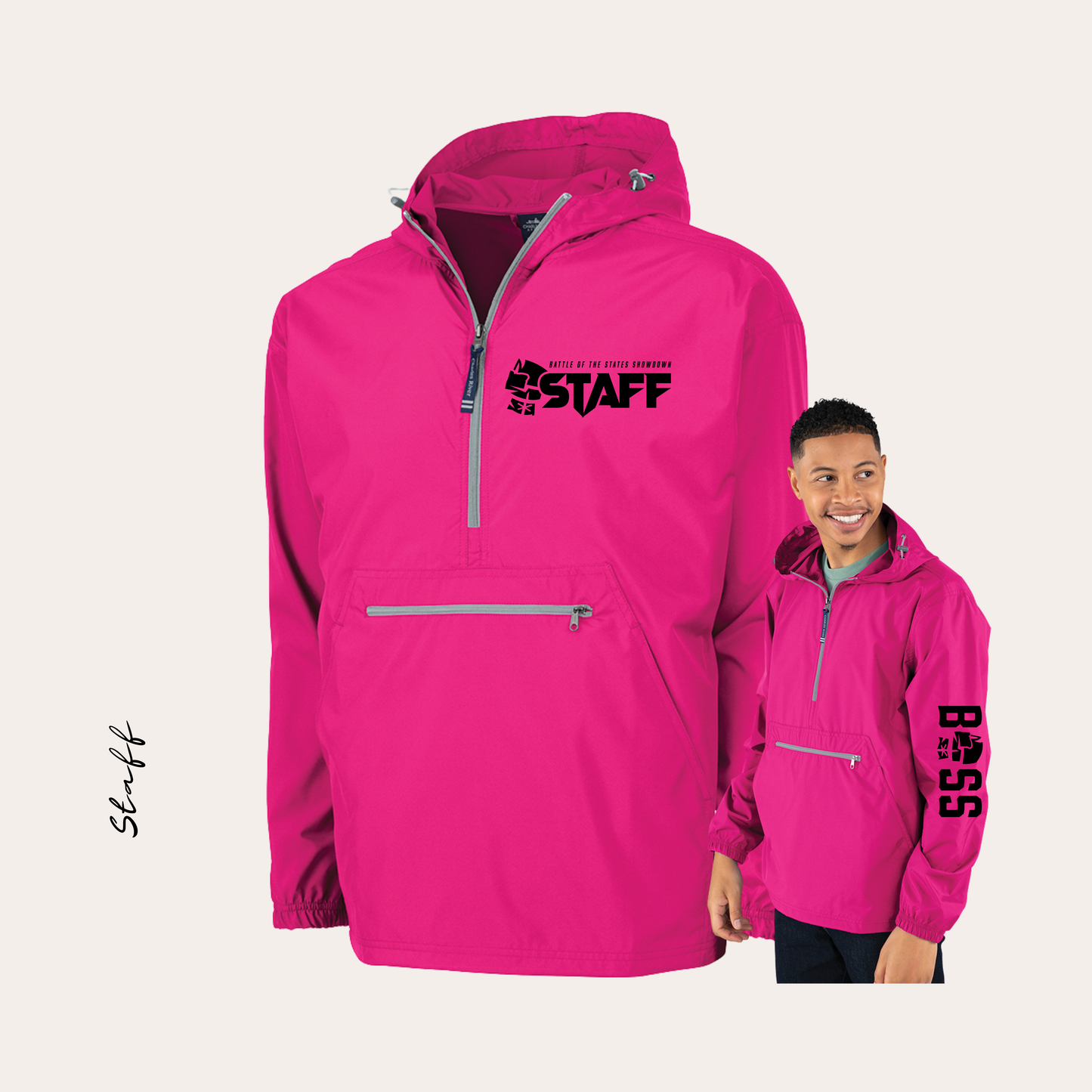 BOSS STAFF Printed Hot Pink Windbreaker