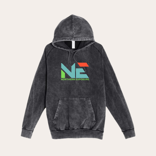 NE26 Printed Vintage Black Hoodie
