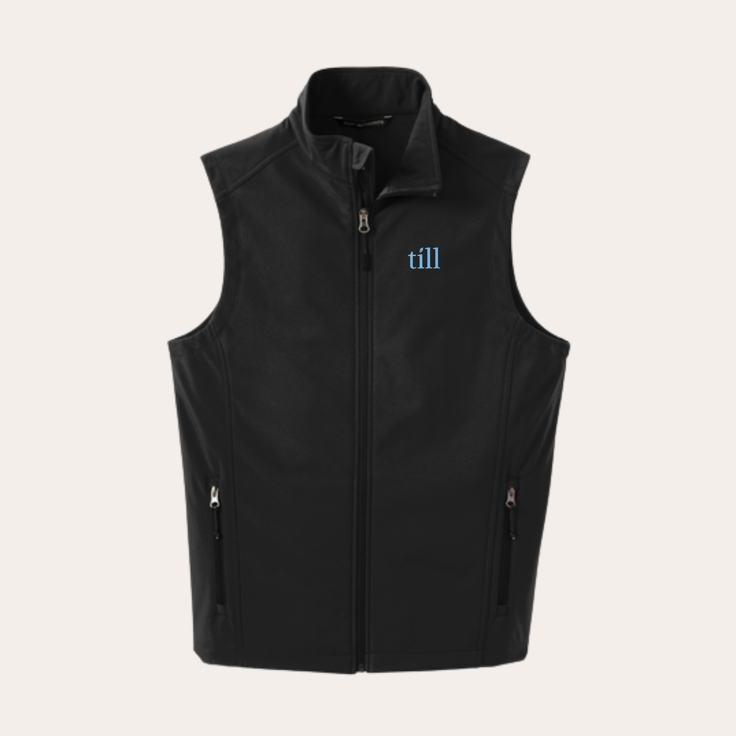 Till Embroidered Black Soft Shell Vest