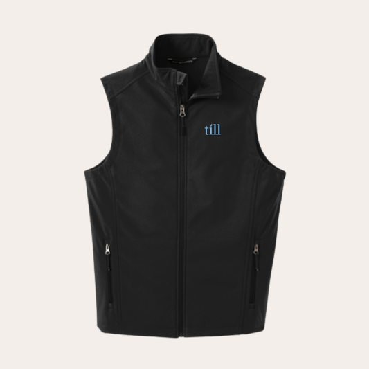 Till Embroidered Black Soft Shell Vest