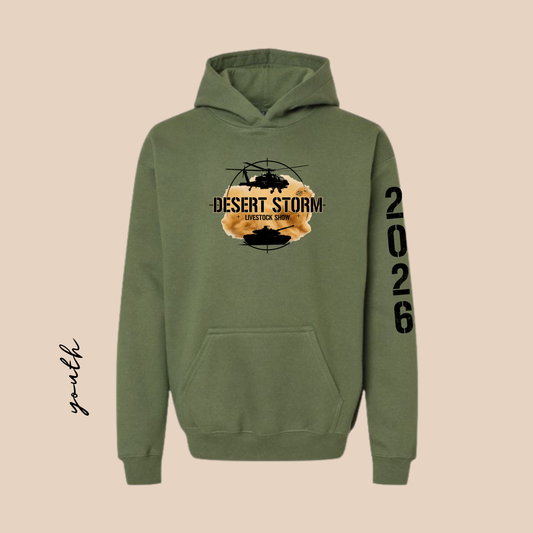 DS Youth Printed Military Green Softstyle Hoodie
