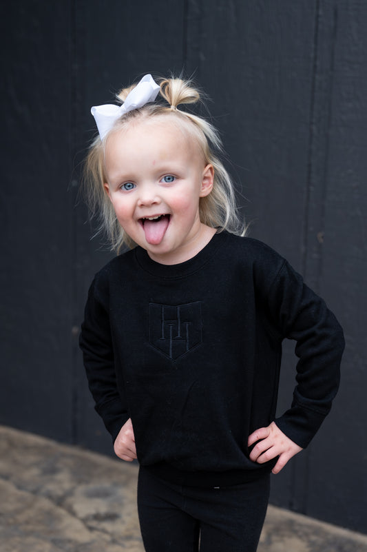 TODDLER HH Black Crewneck w/ Embroidered Watermark