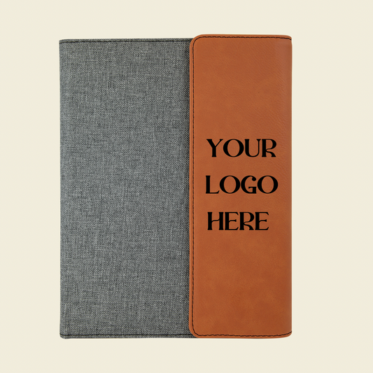 Canvas/Leatherette Portfolio 7”x9” - rawhide/gray canvas